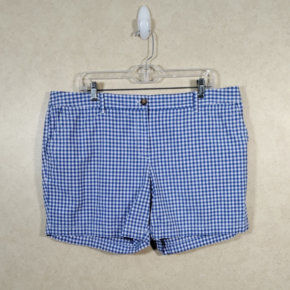 *E174 Talbots royal blue & white cotton Girlfriend Chino shorts 16P FINAL PRICE